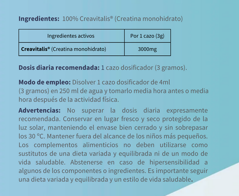 Creatina monohidrato Creavitalis®. 300g.