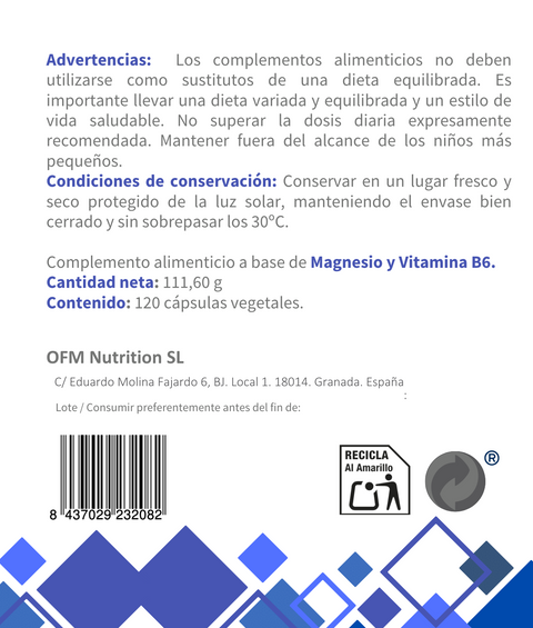 Mag4nesio OFM®. Magnesio 120 cápsulas